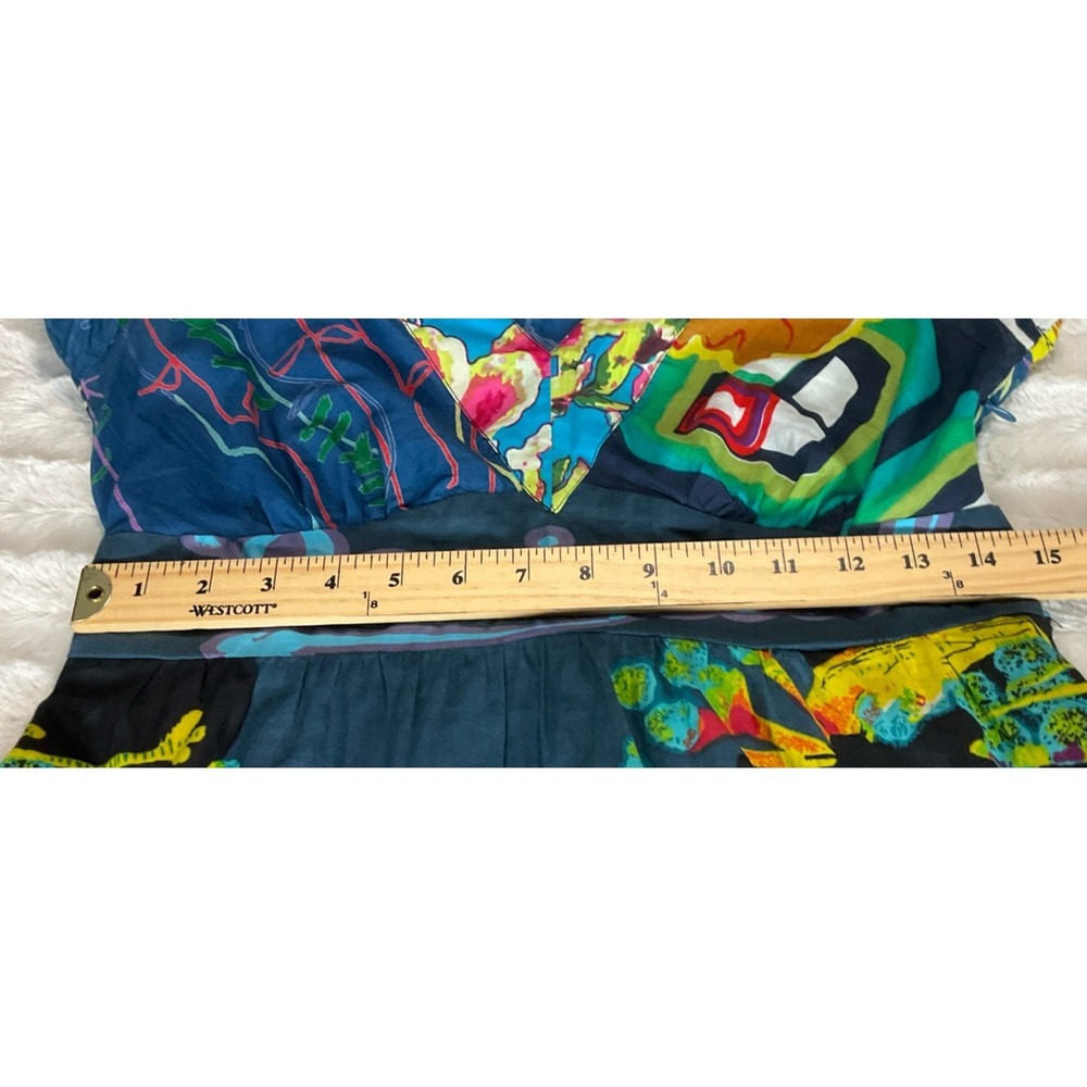 Desigual Women's Size M Japan Art Geisha Mini Dress / Tunic Tie Back Colorful - Picture 15 of 16